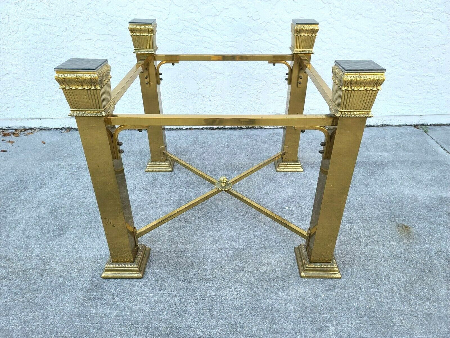 Vintage Italian Brass 4 Column Dining Game Table Base
