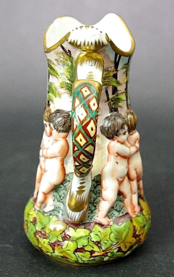 Antique OVINGTON Hand Painted Nude Cherubs Children Capo di Monte Creamer France