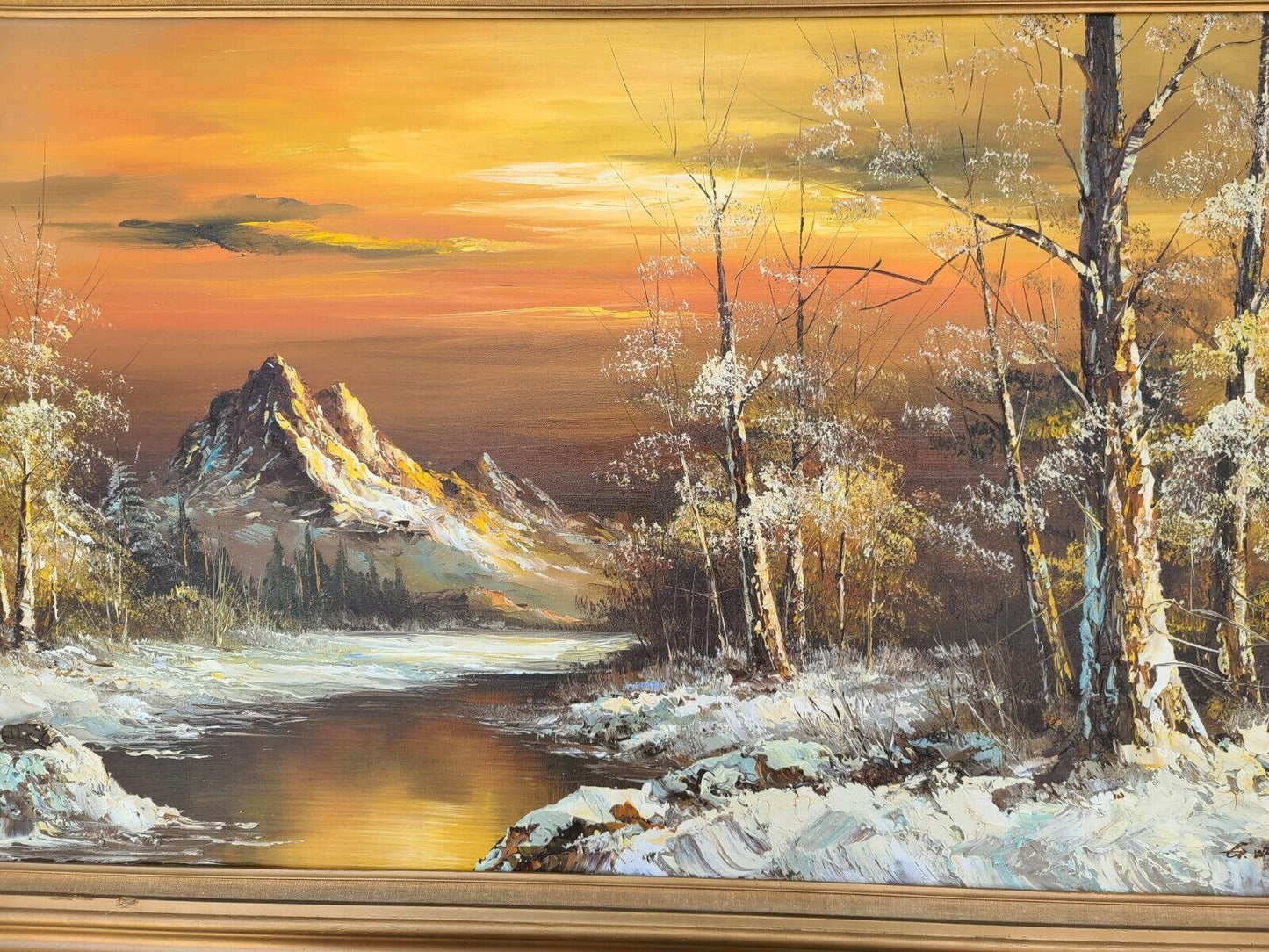 Vintage Huge 48" Original Signed G WHITMAN Landscape Oil Painting