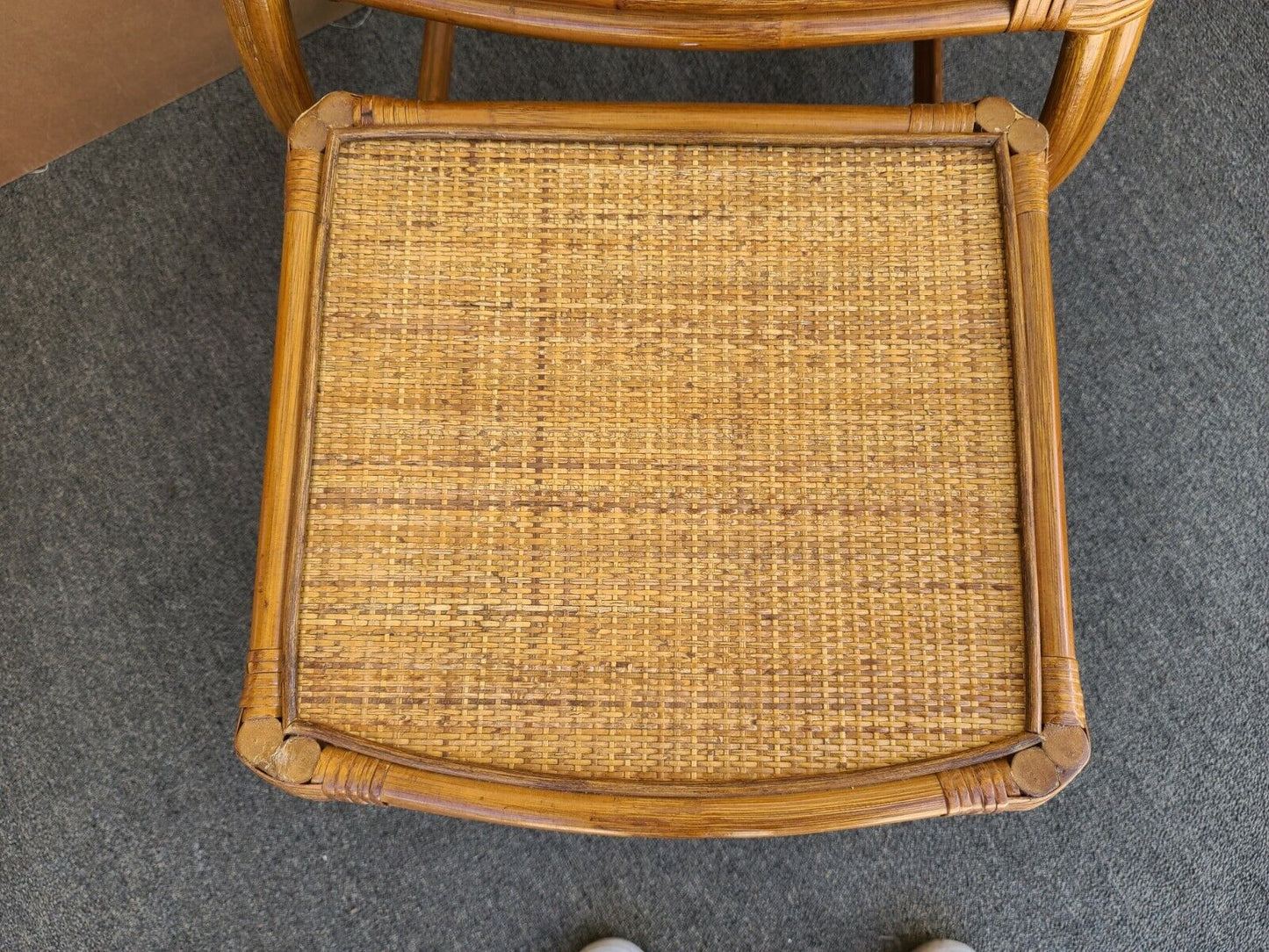 Vintage French Country Bamboo Wicker Rattan Nesting Tables