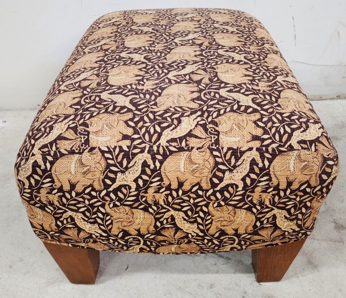 Wingback Armchair & Ottoman Elephants & Leopards Custom Designer