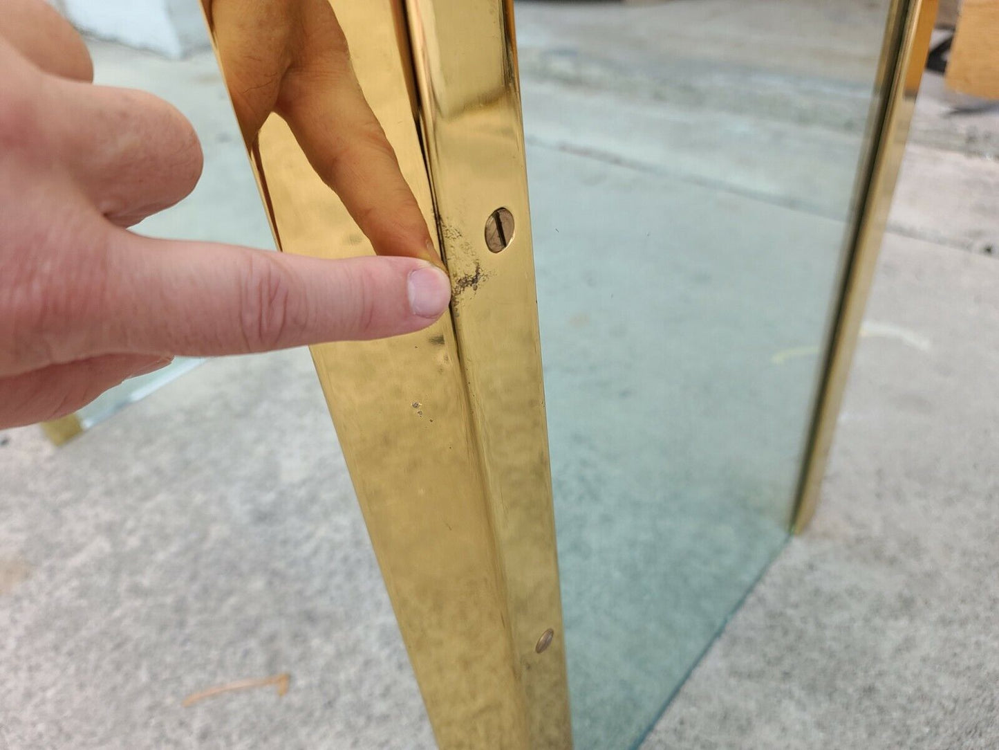 1970's Leon Rosen for PACE COLLECTION Glass & Brass Dining Table 72" x 40"