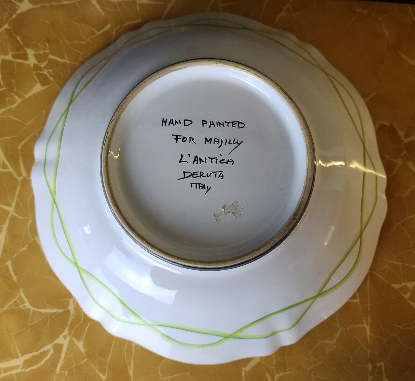 Majilly Deruta D'Antica Hand Painted Turtle Terrapin Serving Bowl Italy 13"