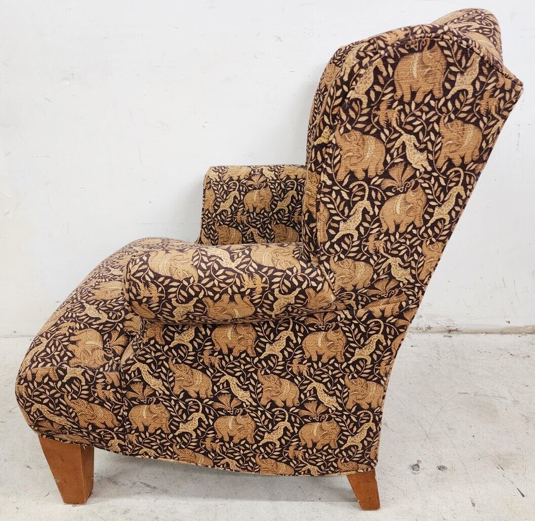 Wingback Armchair & Ottoman Elephants & Leopards Custom Designer