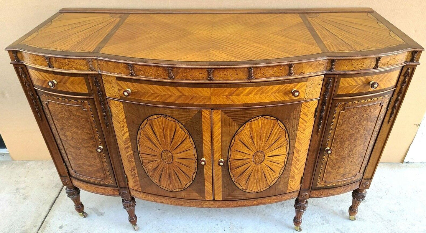 Antique c 1900 Art Nouveau Amboyna Burl Hand Carved Walnut Dresser