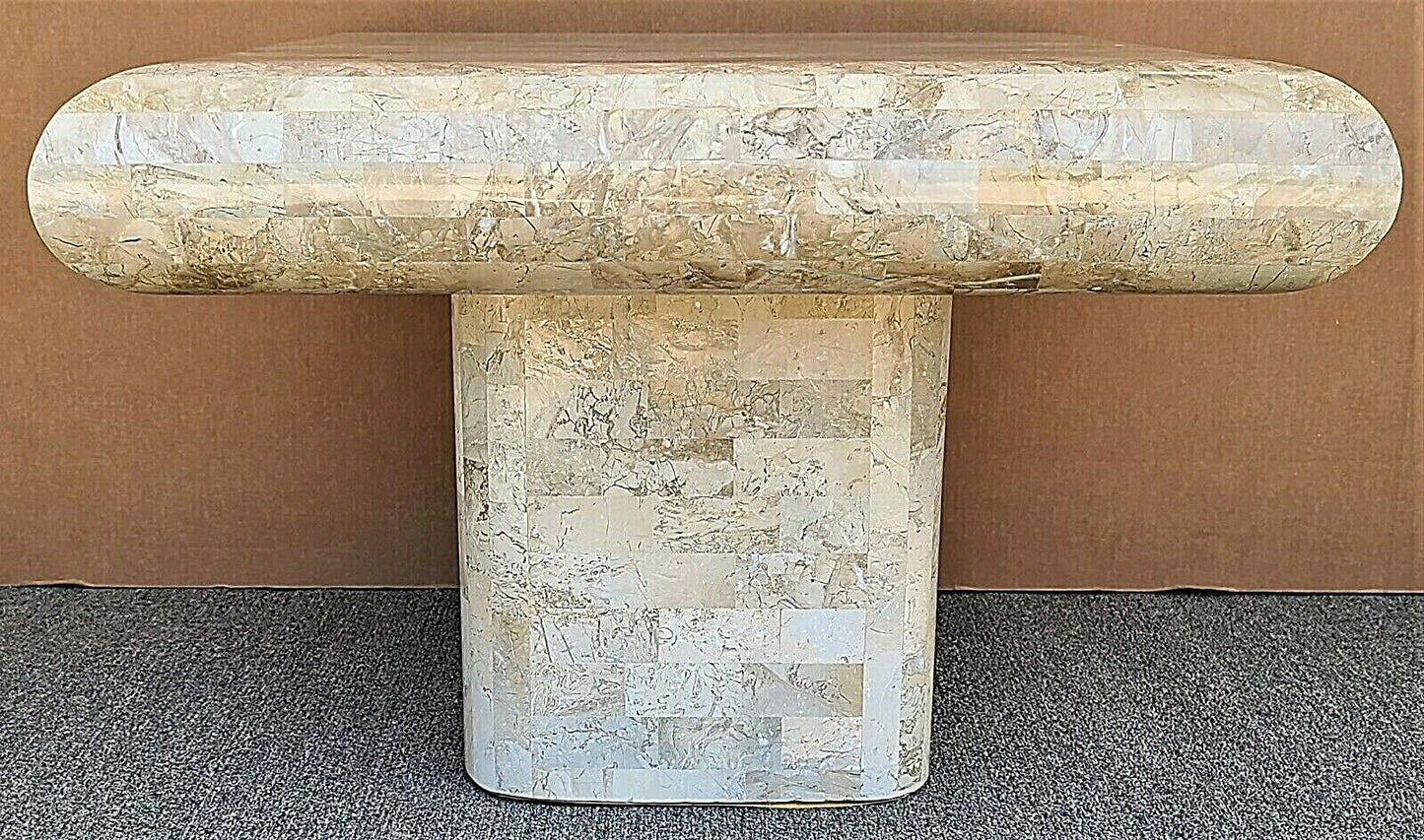 70's KARL SPRINGER Style Tessellated Fossil Stone Coffee Side Table