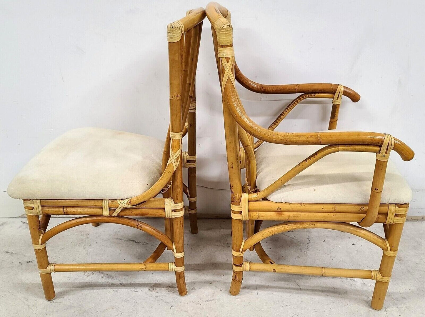 Vintage 1970s Bamboo Rattan Chairs - Set of 4