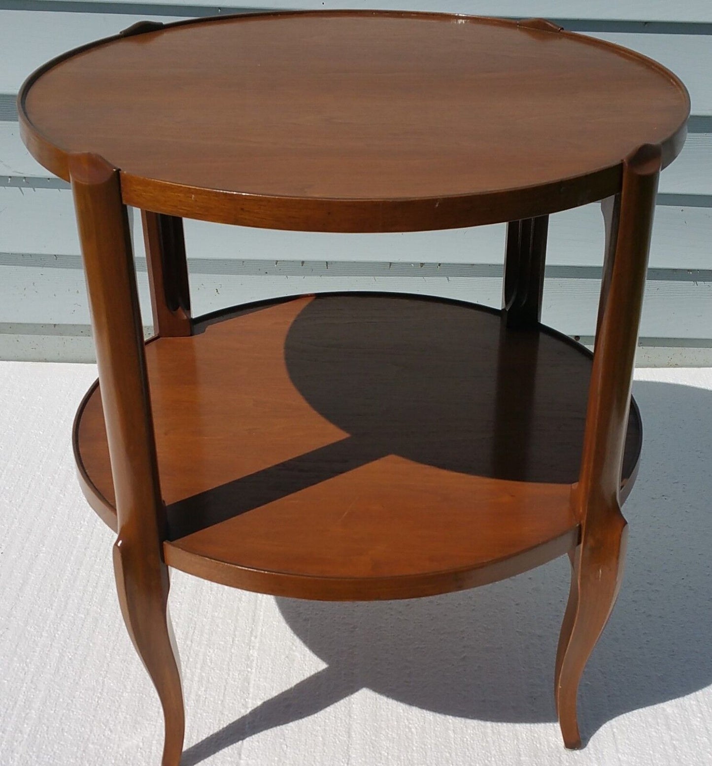VTG Bodart French Country Provincial 2 Tier Side End Lamp Wood Occasional Table
