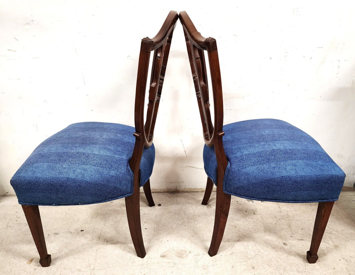 Antique George III Accent Side Chairs Shield Back Mahogany 19th Century Set of 2