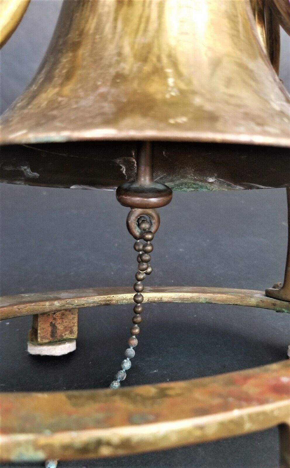 Tall Solid Brass Lamp with Working Dinner Ship Call Bell Base 47"