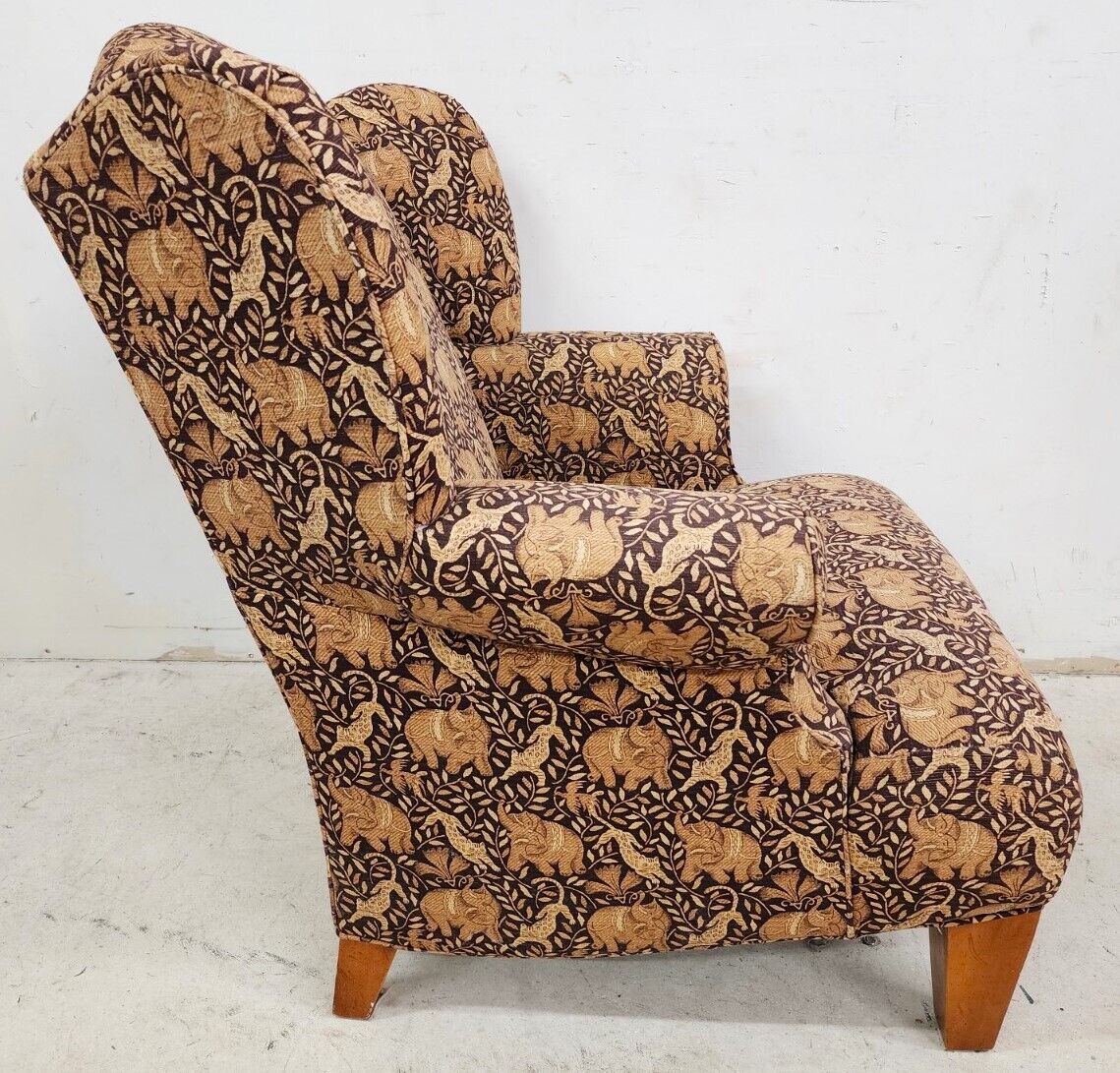 Wingback Armchair & Ottoman Elephants & Leopards Custom Designer