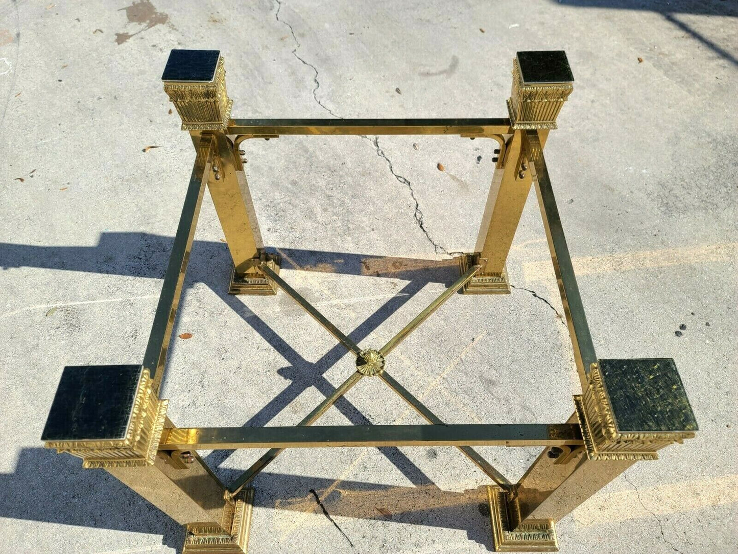 Vintage Italian Brass 4 Column Dining Game Table Base