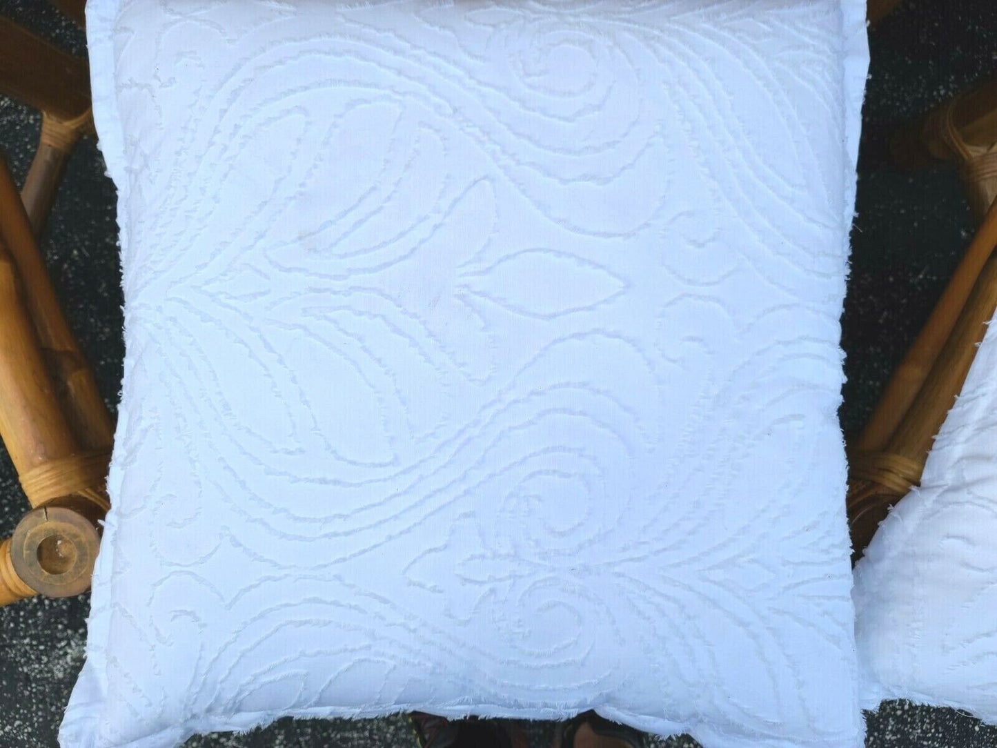 (6) Vintage Elephant Bamboo Rattan Wicker Dining Chairs with Cushions by HEINSA