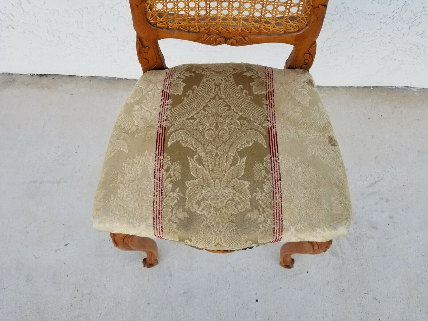 Antique French Provincial Louis XV Caned Vanity Accent Chair