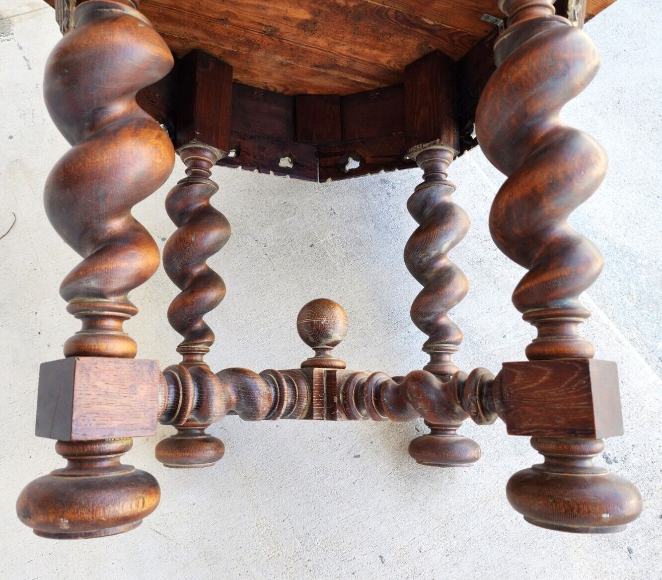 Antique French Table Louis XIII Octagonal Barley Twist 1800s