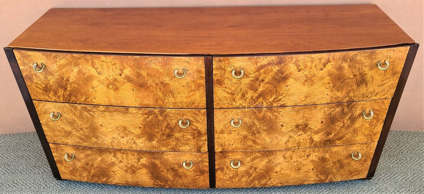 MCM Pair of Vintage HICKORY WHITE Briar Burl Wood Nightstands Chests