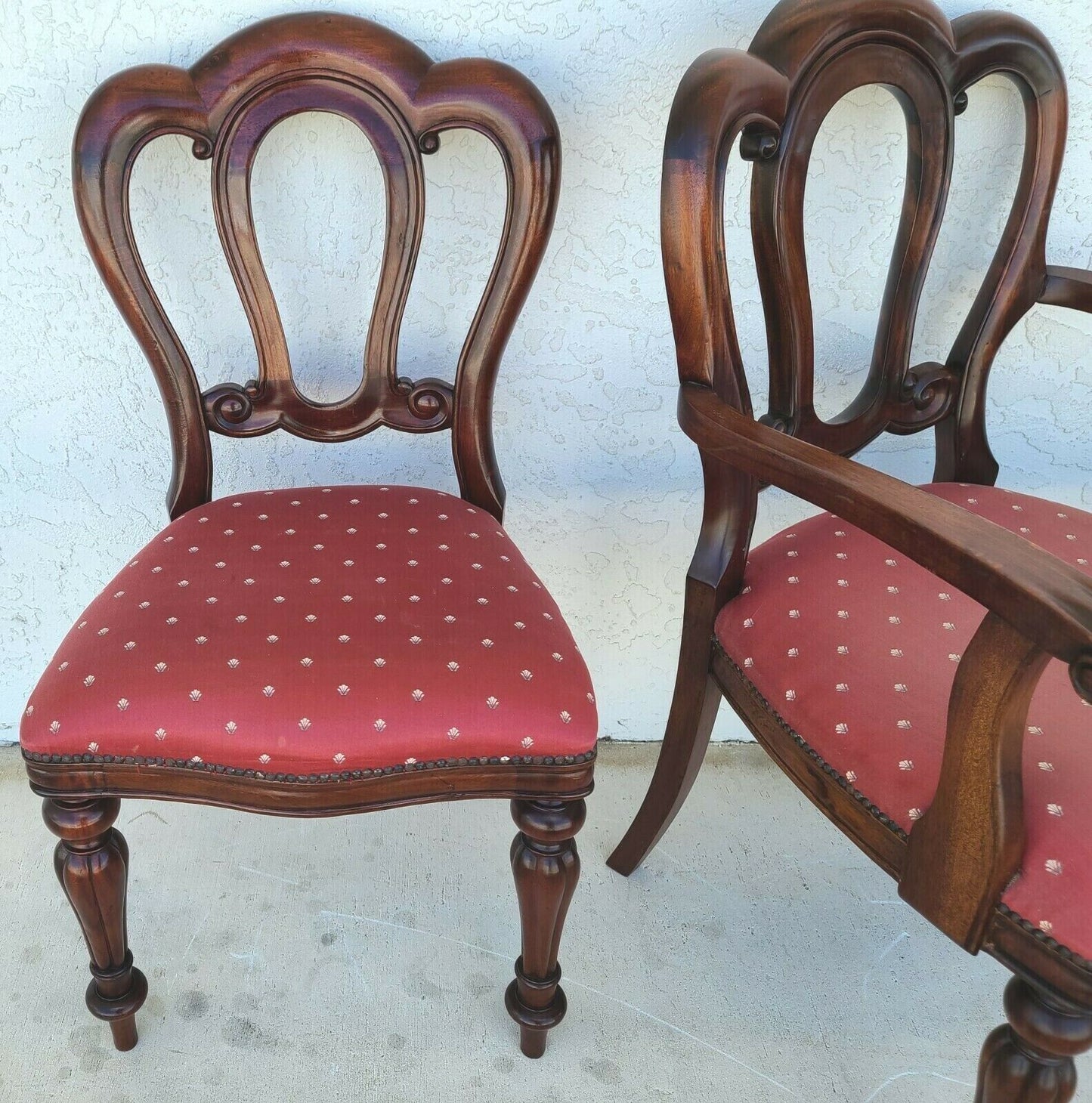 Antique English Walnut Petite Dining Chairs - Set of 4
