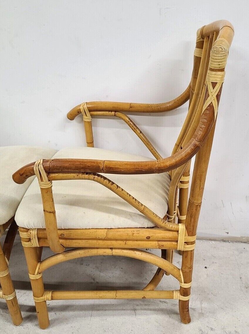Vintage 1970s Bamboo Rattan Chairs - Set of 4