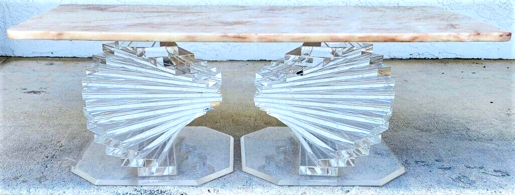 Vintage Marble & Lucite Coffee Table