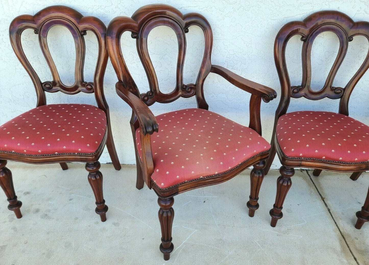 Antique English Walnut Petite Dining Chairs - Set of 4