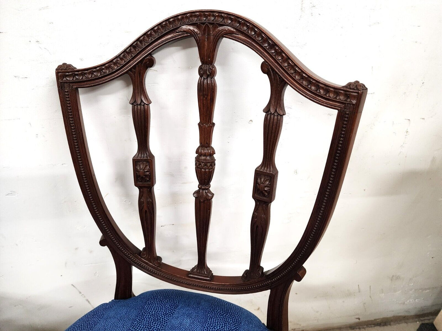 Antique George III Accent Side Chairs Shield Back Mahogany 19th Century Set of 2