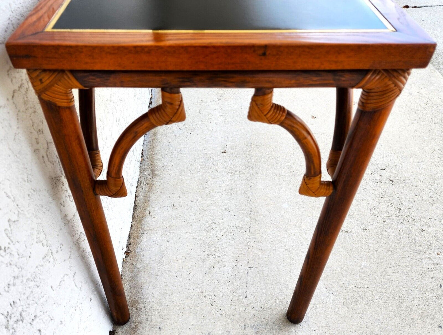 Bamboo Console Sofa Table Vintage 1970s Boho MCM