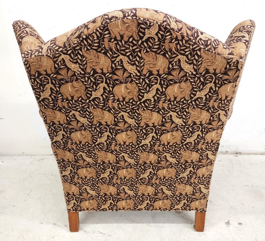 Wingback Armchair & Ottoman Elephants & Leopards Custom Designer