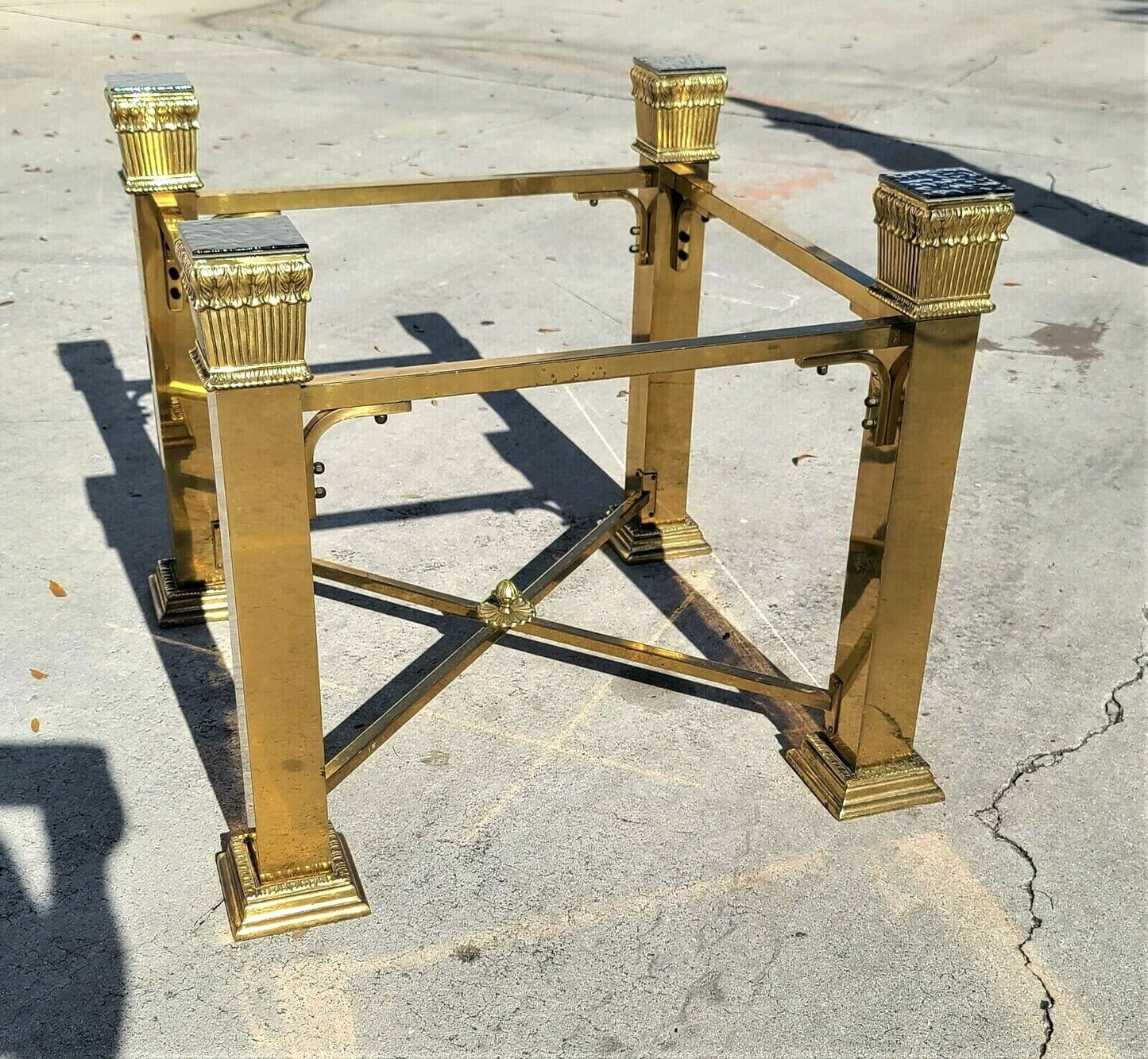 Vintage Italian Brass 4 Column Dining Game Table Base