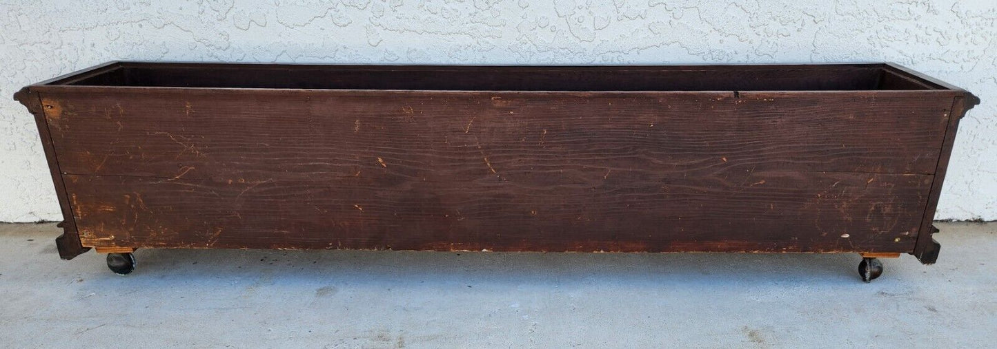 Antique English Tile Mahogany Planter Rolling 1930's
