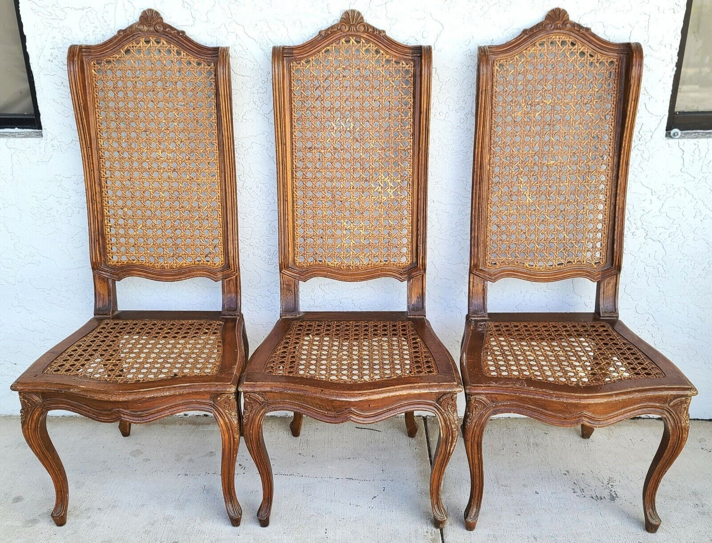 (6) Mid Century French Wingback Cane Dining Chairs by MARIANO GARCIA of Spain