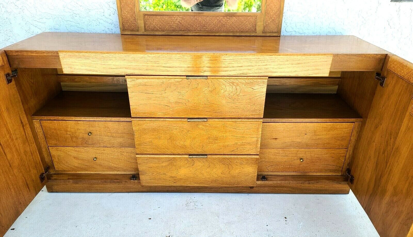 Vintage MCM Dresser Credenza Glass Top by FOUNDERS