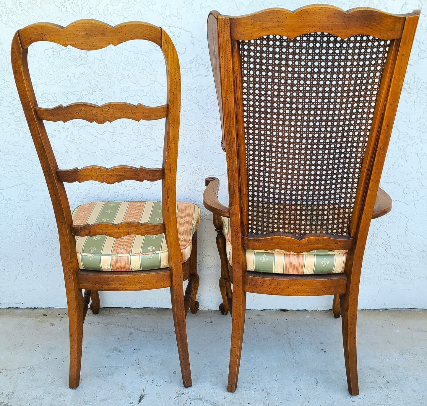 Vintage French Country Oak Dining Chairs - Set of 6