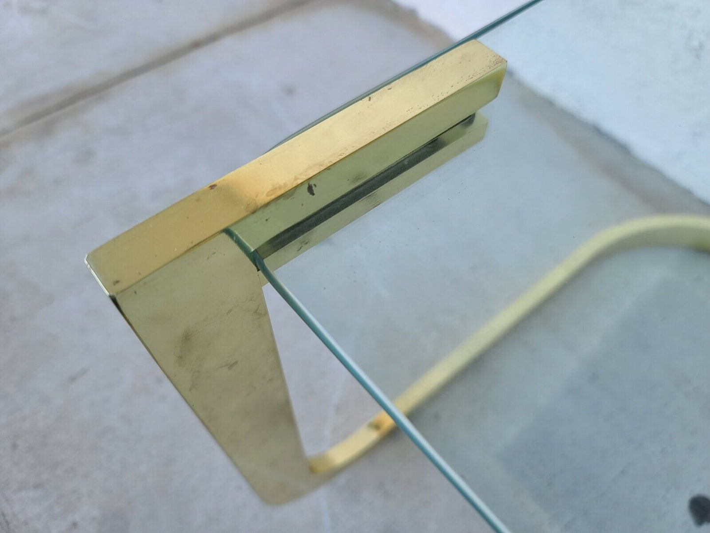 Vintage 1970's MCM Brass & Glass Nesting Tables