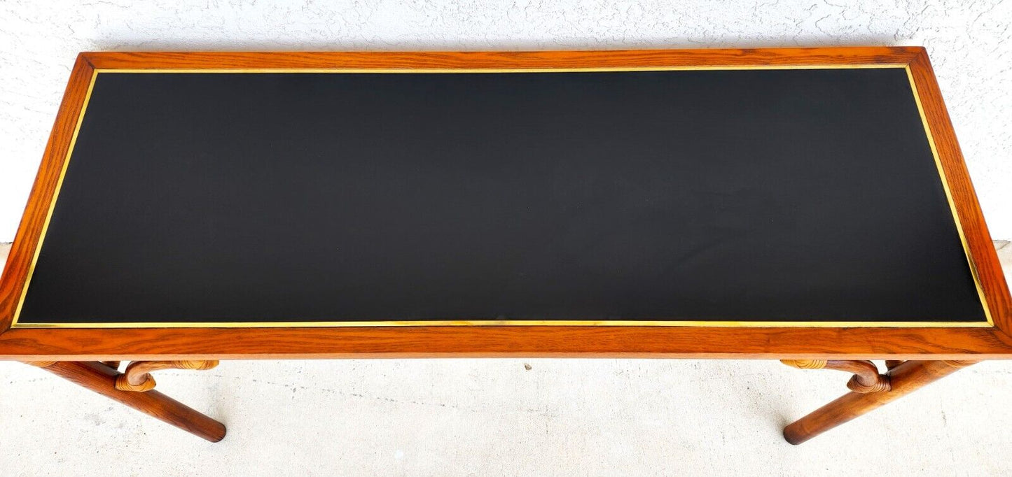 Bamboo Console Sofa Table Vintage 1970s Boho MCM