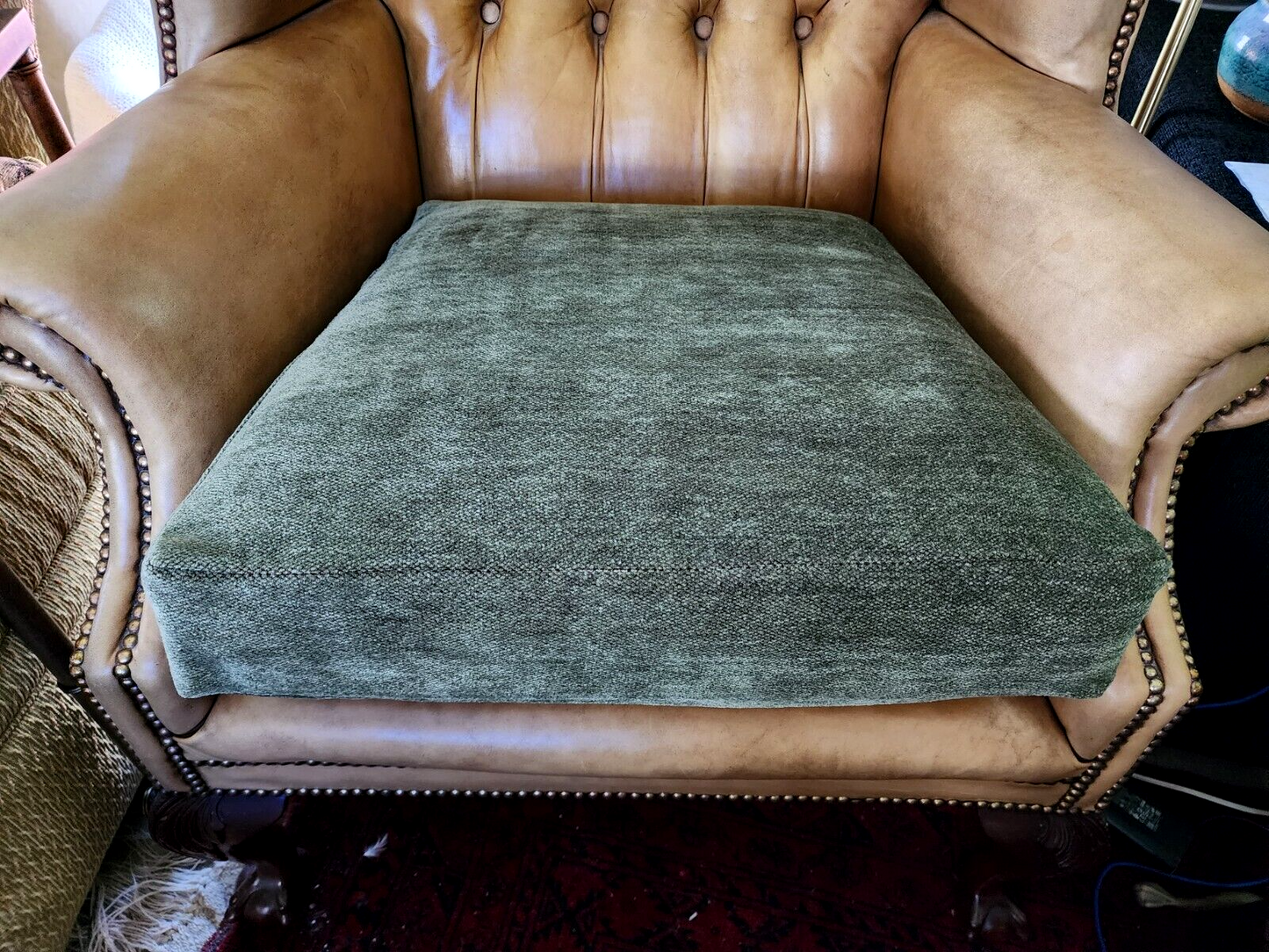 English Leather Armchair Wingback Chesterfield Antique