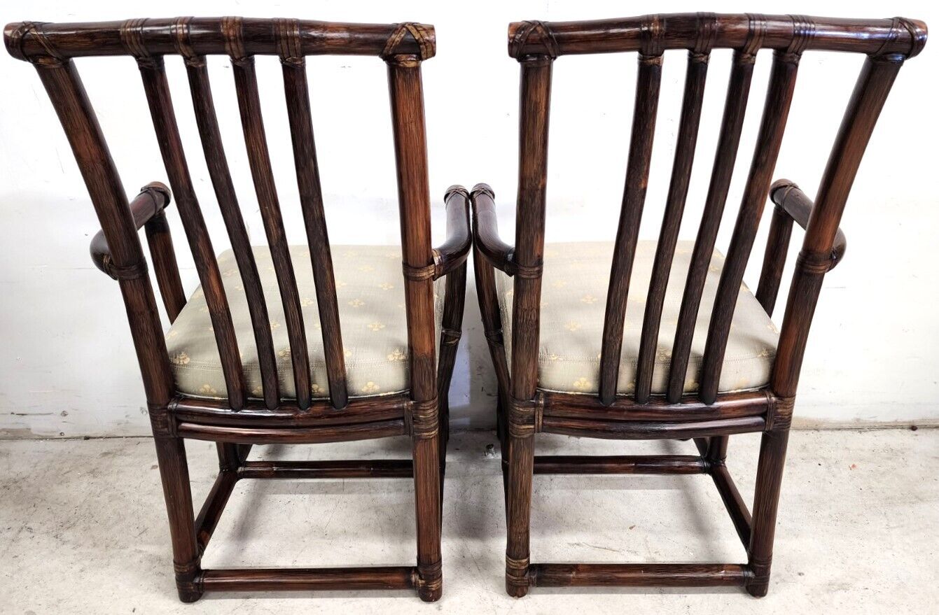 Bamboo Dining Chairs Vintage Asian Pogoda Silk by McGuire Set of 2