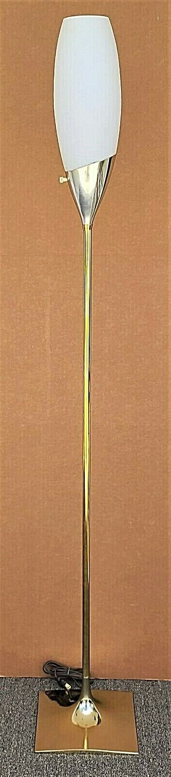 Vintage 1960's LAUREL LAMP CO Tulip Glass & Brass Floor Lamp by GERALD THURSTON