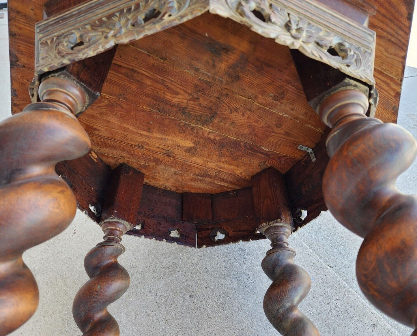 Antique French Table Louis XIII Octagonal Barley Twist 1800s
