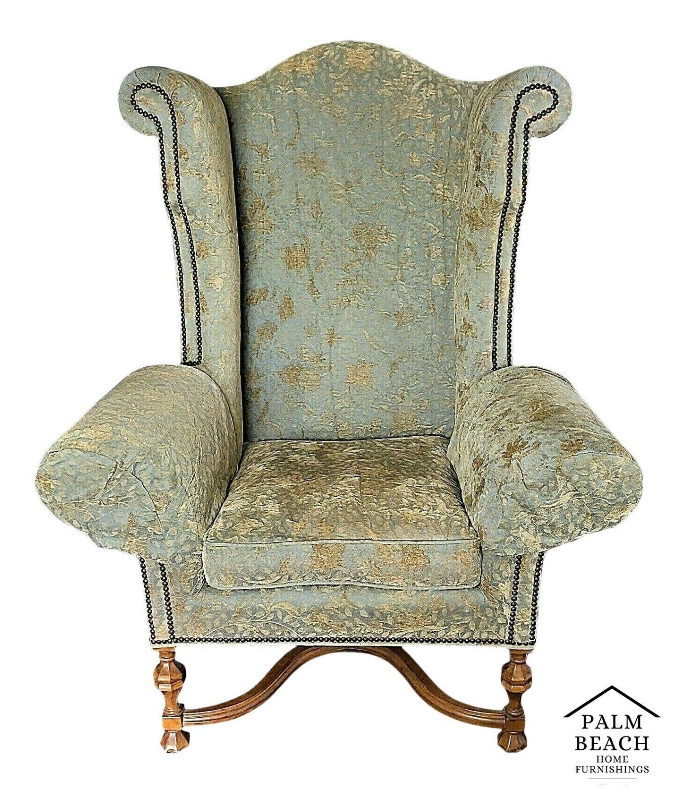 Antique Italian Renaissance Revival Style Carved Walnut Throne Chair Circa 1900