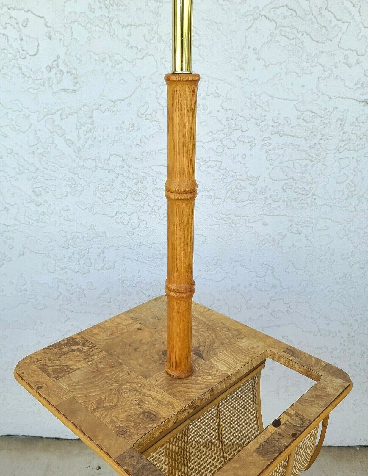 Vintage Bamboo Tiki Boho Chic Magazine Holder Floor Lamp Table