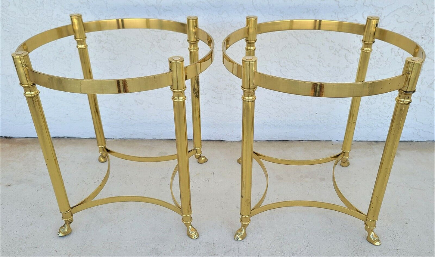 Vintage LaBarge Hollywood Regency Brass Hoof Footed Cocktail Coffee Table Italy