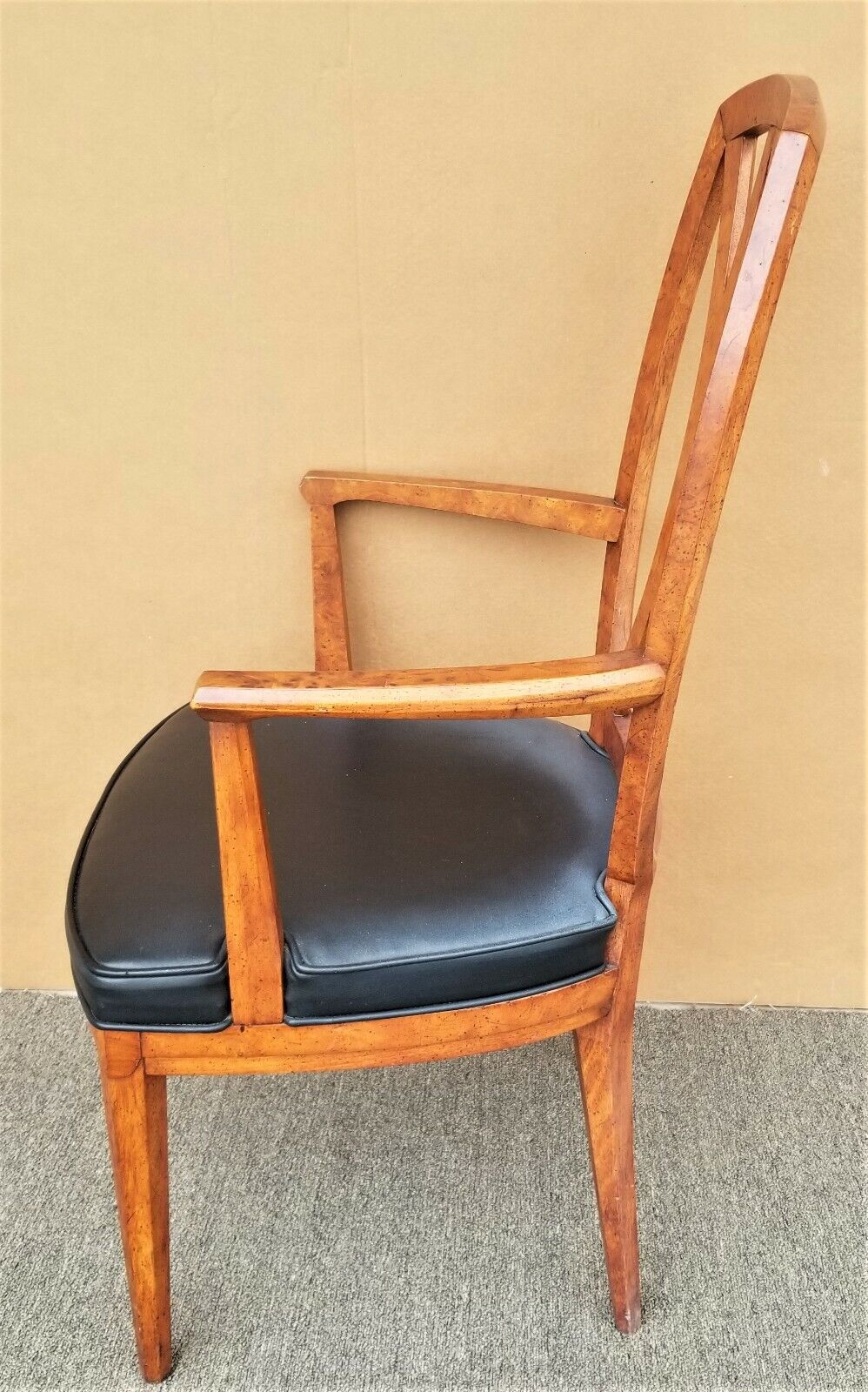 Vintage Henredon Burl Wood Pretzel Back Armchair Dining Desk Chair