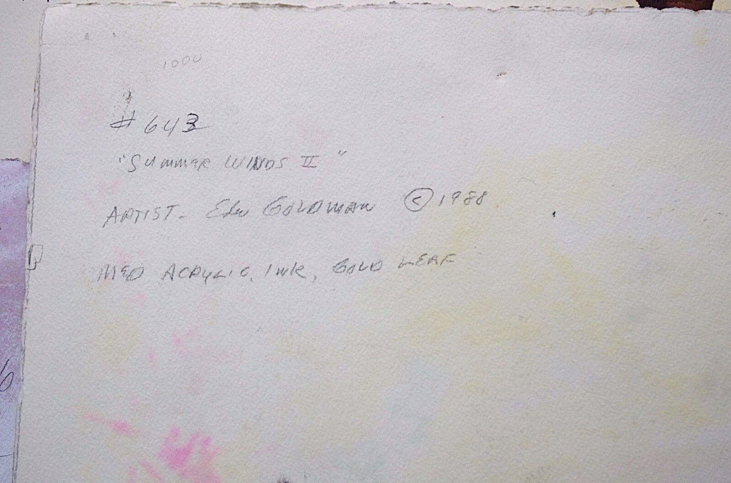 1988 Edward Goldman 1916-2006 Summer Winds Acrylic Gold Leaf Painting Signed