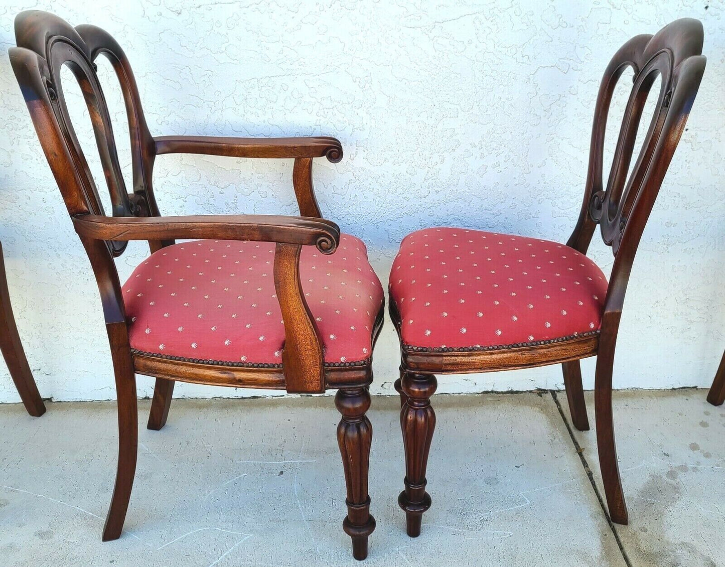 Antique English Walnut Petite Dining Chairs - Set of 4
