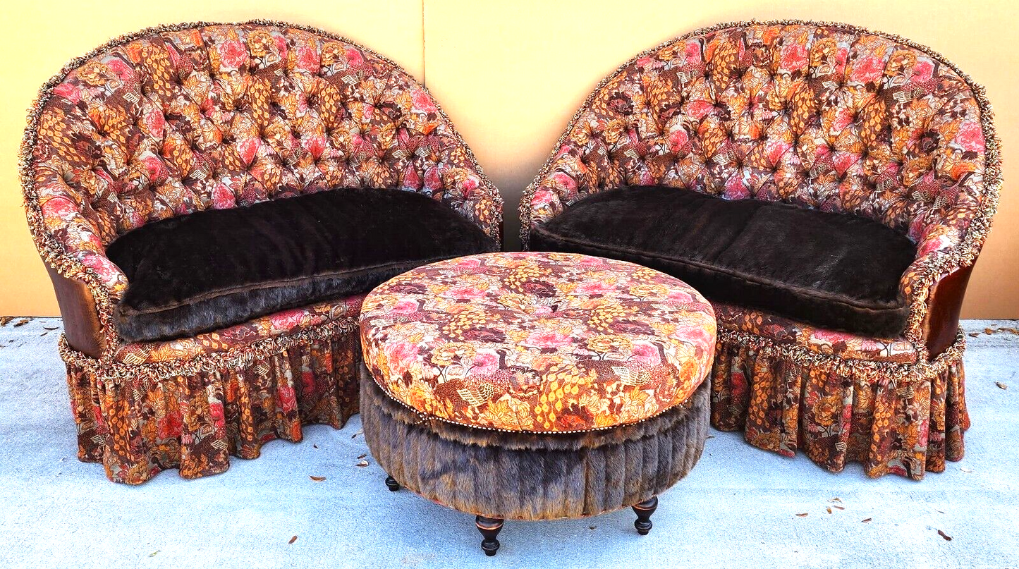 Settees & Ottoman Leather Upholstered 3 Piece Set by OLD HICKORY TANNERY