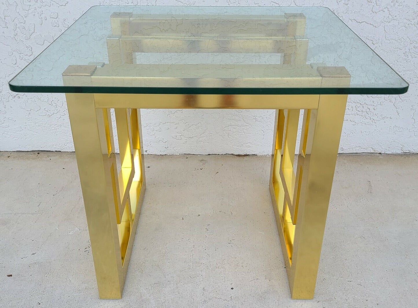 Mid Century Modern Metal and Glass Console Table 52"