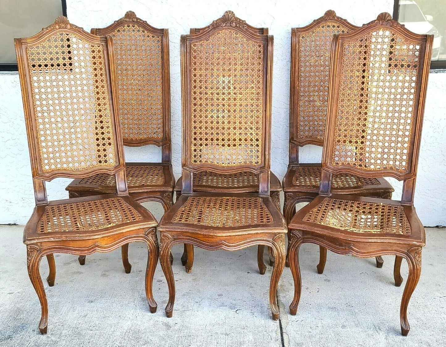 (6) Mid Century French Wingback Cane Dining Chairs by MARIANO GARCIA of Spain