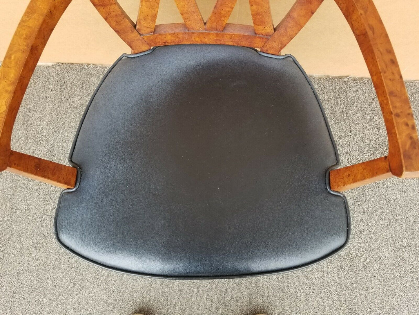 Vintage Henredon Burl Wood Pretzel Back Armchair Dining Desk Chair