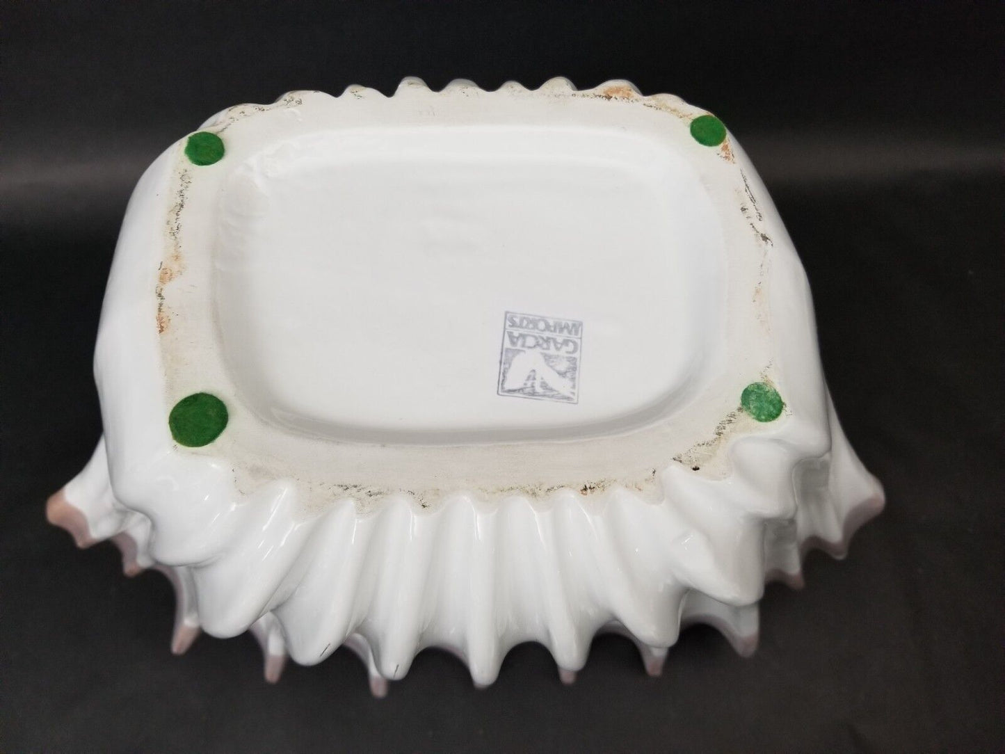 Huge GARCIA IMPORTS Spain Ceramic Scalloped Clam Shell Vase 20" x 16"