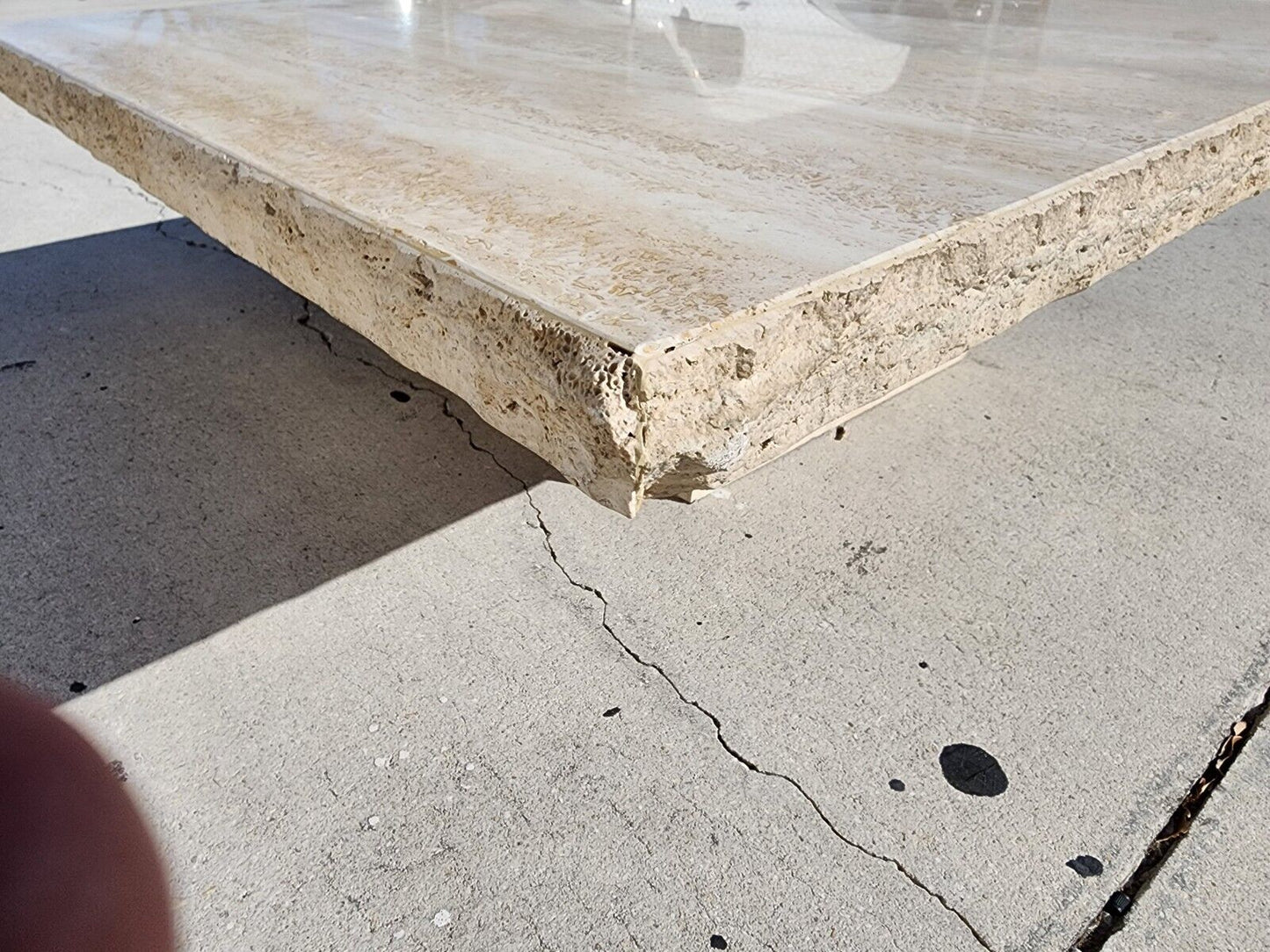 Italian Live Edge Travertine Polished Coffee Table 1970s by STONE INTERNATIONAL